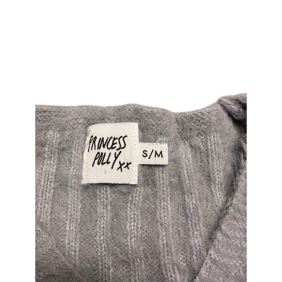 Princess Polly Cropped Sweater Wool Blend Blue Gray Size Small Medium - Picture 3 of 6